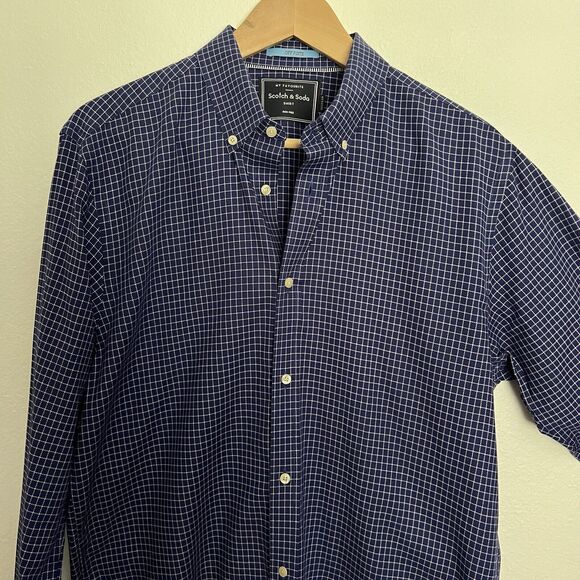 Scotch & Soda Shirt Mens Large Blue Adult Regular Check Long Sleeve Off Piste - Picture 2 of 12